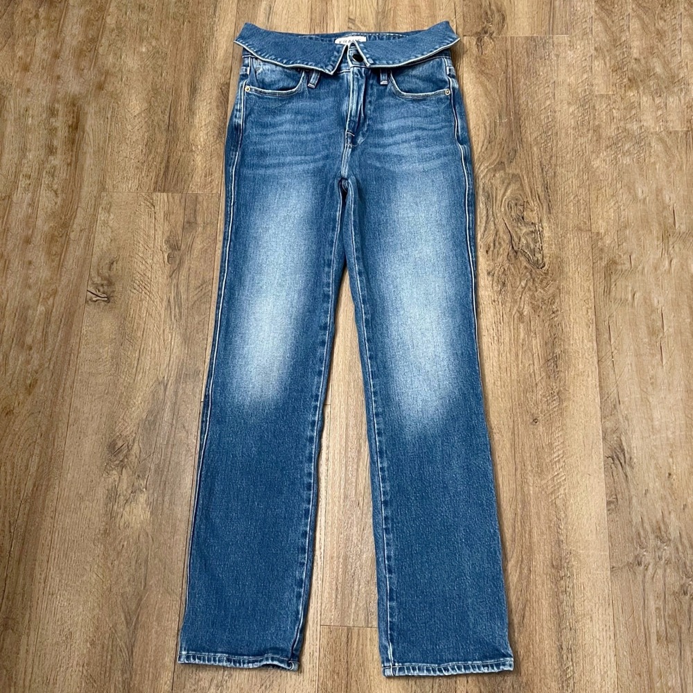 FRAME Denim Le High Straight Jeans Womens Size 24‎ Blue High Rise Collar Waist